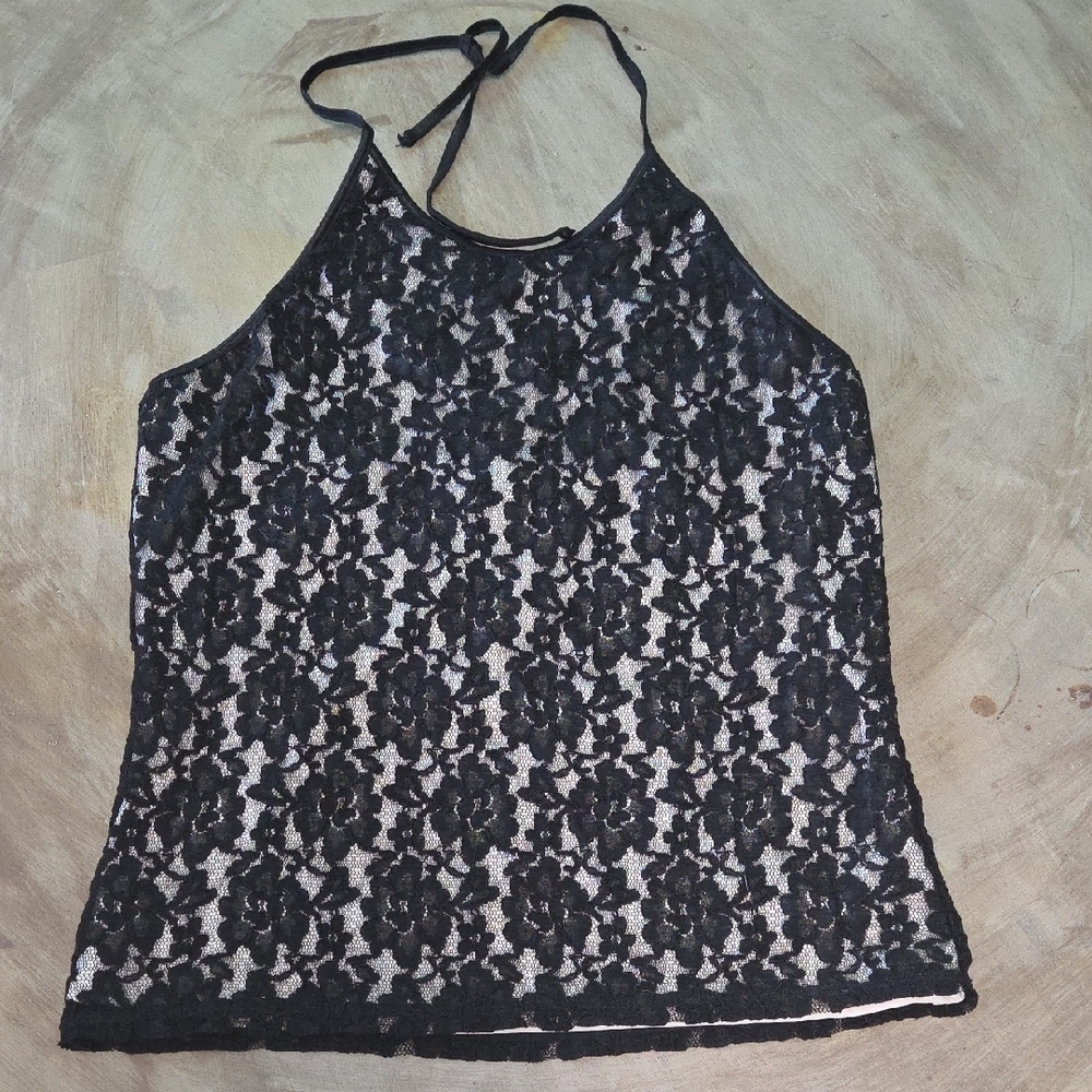 The Limited Black Floral Lace Tank Top